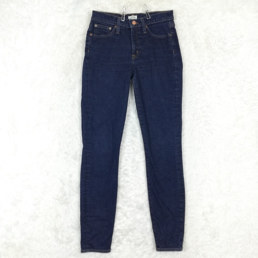 J. Crew Womens Jeans‎ Toothpick Skinny Blue Denim Dark Wash Mid Rise Tall 27T